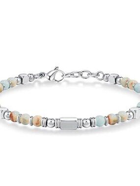 Stainless Steel Bracelet Womens Adjustable Link Chain Beaded Boho Jewelry Gift